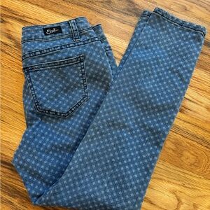 Vintage Y2K Earl Diamond Print Skinny Ankle Jeans. Size 4 26”inseam